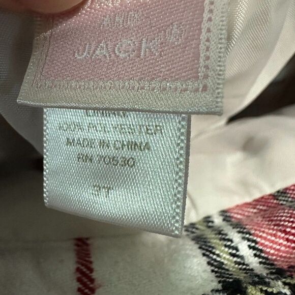 Janie and Jack Plaid Pleated Skirt Red Girls Size 3T Vintage Pink Label - Picture 2 of 3